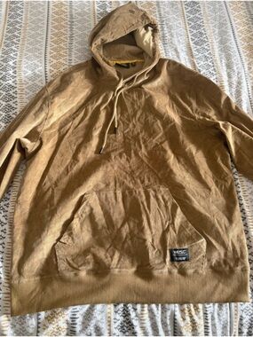 WeSC Mens Corduroy Hoodie Skater Khaki Pullover Sweatshirt Women’s XL Men’s L